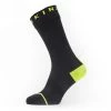 Sealskinz Waterproof All Weather Mid Length Socks Hydrostop (Black/Neon Yellow)