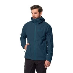 Jack Wolfskin Mens Emberberg 3L Waterproof Jacket (Dark Sea)