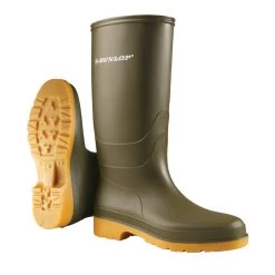 Dunlop Kids Wellington Boots (Green/Tan)