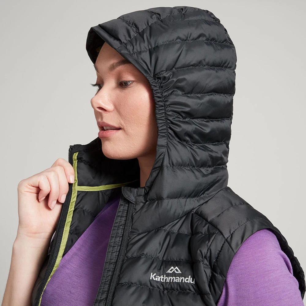 Kathmandu Womens Heli Lightweight Down Hooded Vest (Black) - Image 4