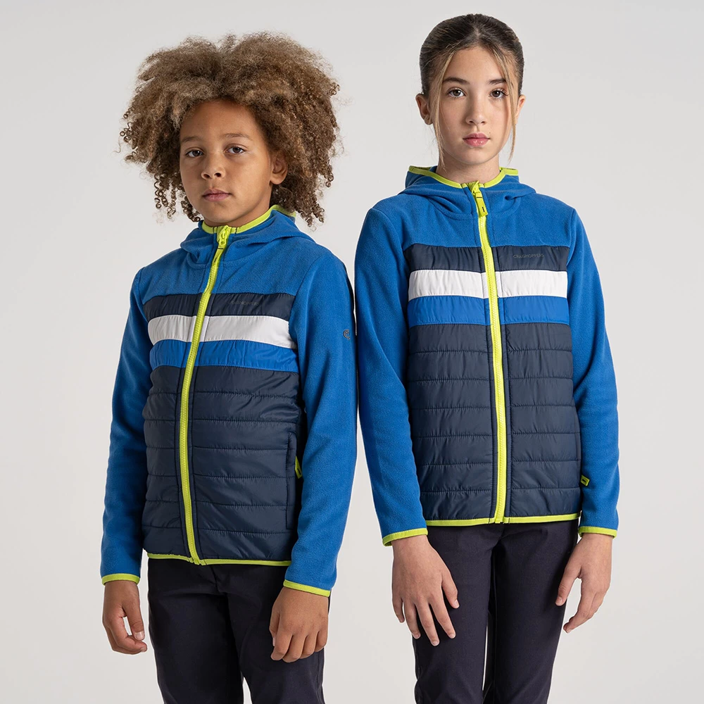 Craghoppers Kids Brady Hybrid Full-Zip Hooded Fleece (Bolt Blue / Blue Navy)