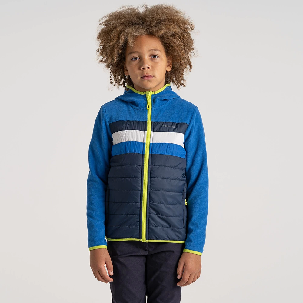 Craghoppers Kids Brady Hybrid Full-Zip Hooded Fleece (Bolt Blue / Blue Navy) - Image 2
