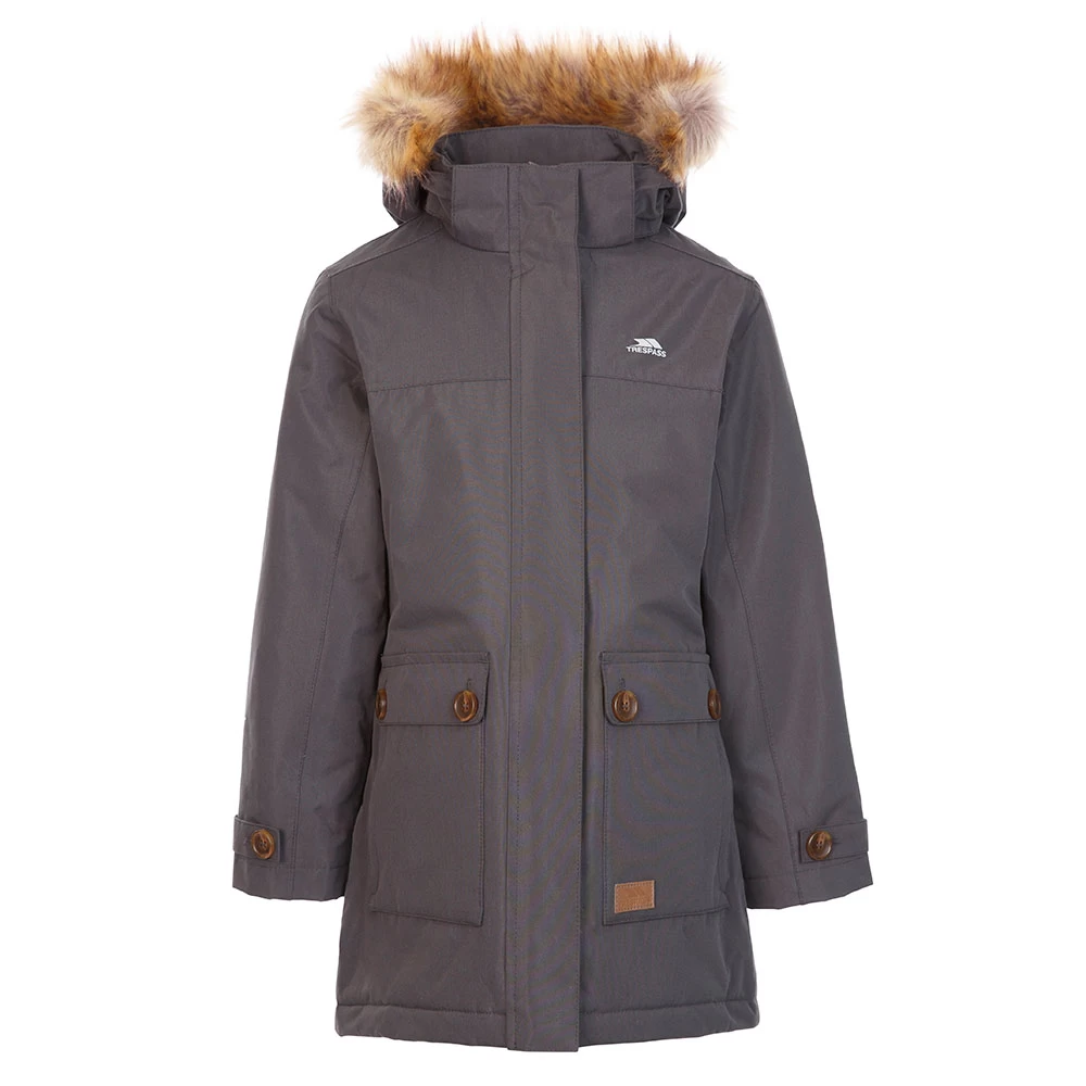 Trespass Girls Rhoda Waterproof Insulated Parka (Dark Grey)