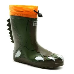 Regatta Kids Mudplay Dinosaur Wellingtons (Dark Khaki / Rusty Orange)