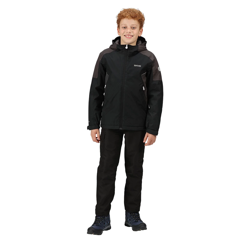 Regatta Kids Hurdle IV Waterproof Insulated Jacket (Black / Ash) - Image 3