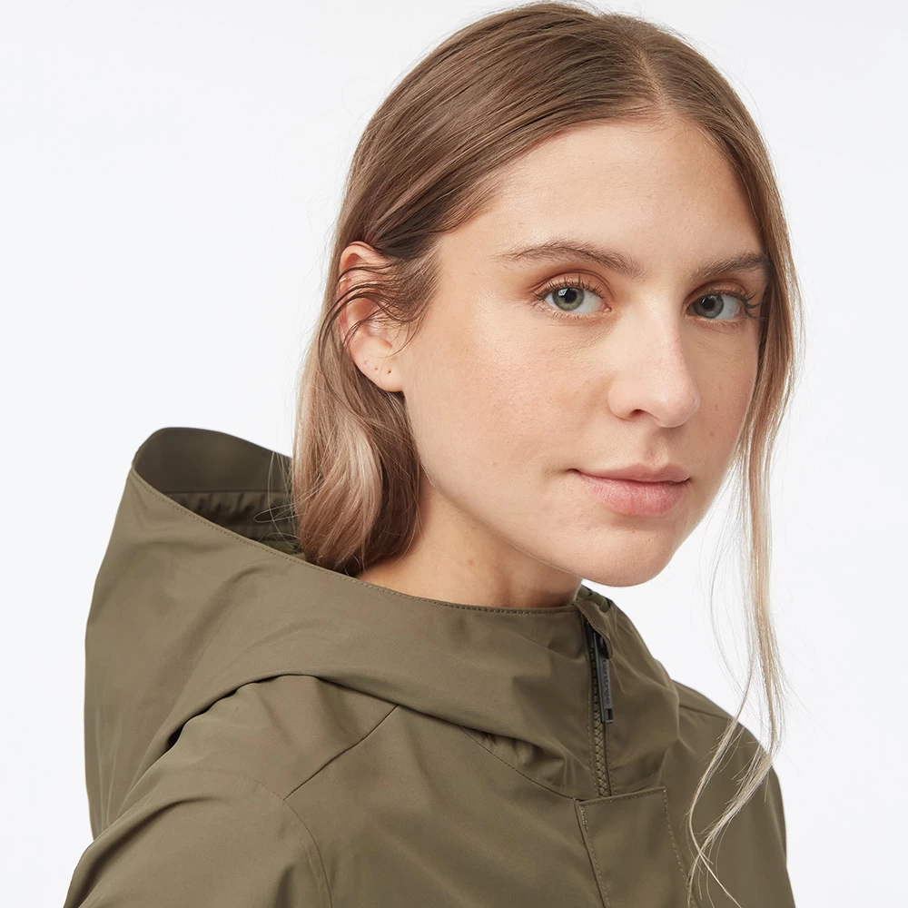 Tentree Womens Long Rain Waterproof Jacket (Olive Night Green) - Image 7